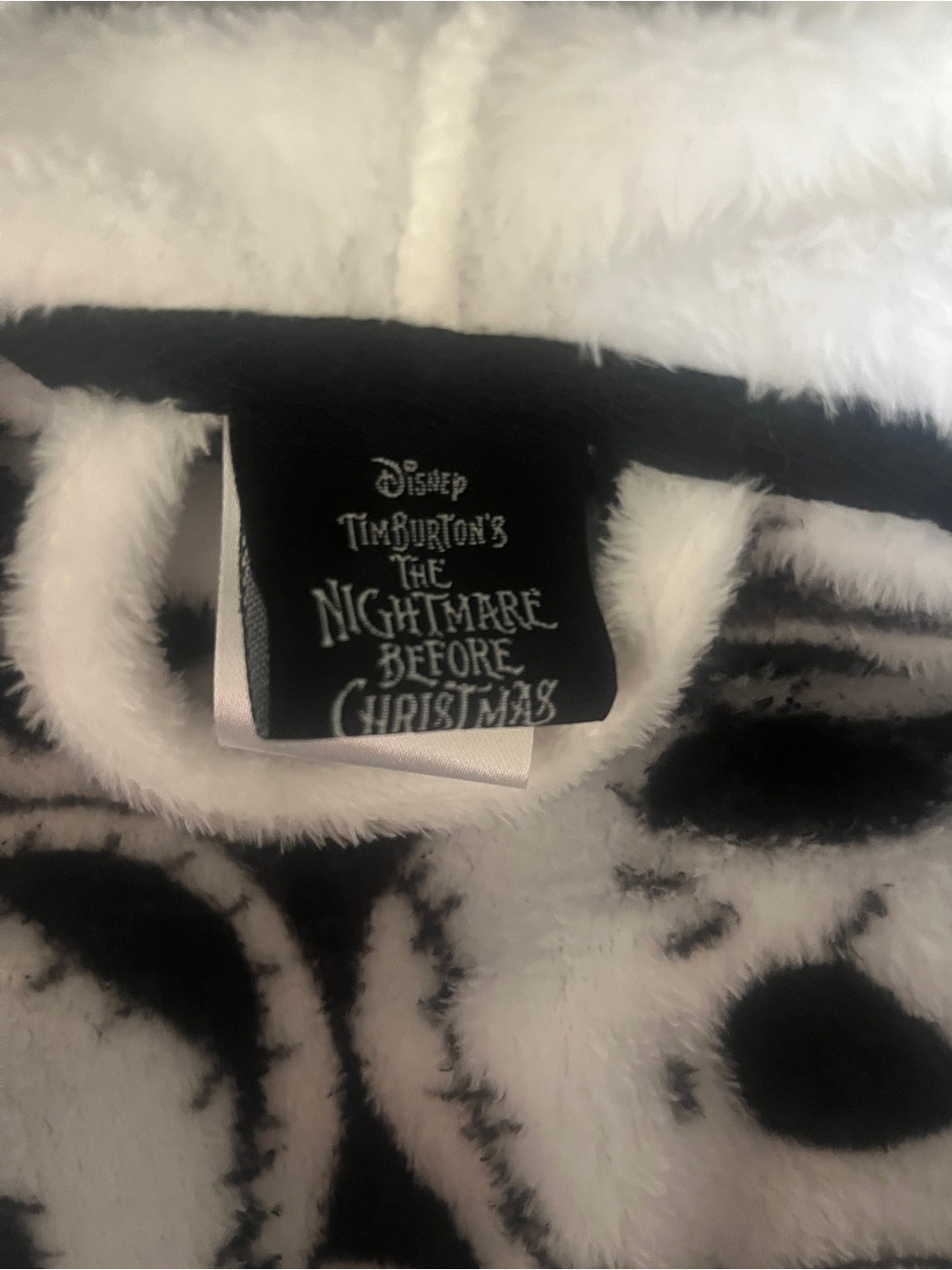 Disney White & Black Jack Skellington Plush Hooded Robe - Picture 3 of 3